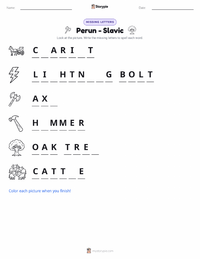 Perun - Slavic printable worksheet preview