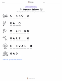 Prévia da folha de atividades imprimível Perun - Eslavo