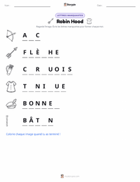 Aperçu de la feuille de travail imprimable Robin des Bois - Anglais