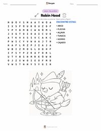 Prévia da folha de atividades imprimível Robin Hood - Inglês
