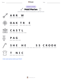 Maid Marian printable worksheet preview