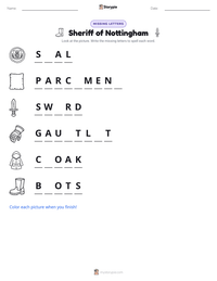 Sheriff of Nottingham printable worksheet preview