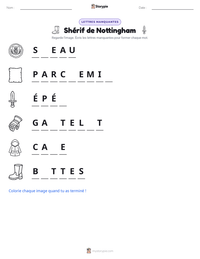 Aperçu de la feuille de travail imprimable Shérif de Nottingham