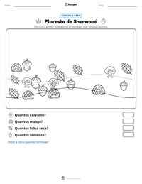 Prévia da folha de atividades imprimível Floresta de Sherwood