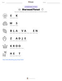 Sherwood Forest afdrukbare werkblad voorbeeld