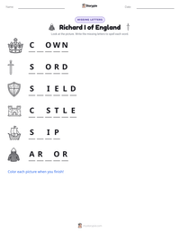 Richard I of England printable worksheet preview
