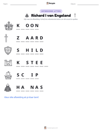 Richard I van Engeland afdrukbare werkblad voorbeeld