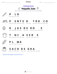 Vista previa de la hoja de trabajo imprimible de Pequeño Juan