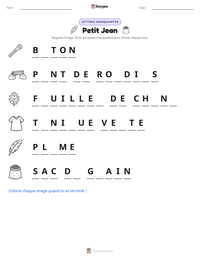 Aperçu de la feuille de travail imprimable Petit Jean