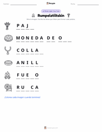 Vista previa de la hoja de trabajo imprimible de Rumpelstiltskin - Alemán