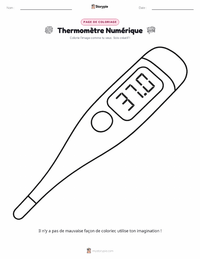 Page de coloriage Thermomètre Numérique pour les enfants