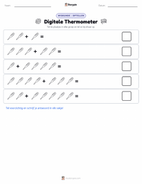 Digitale Thermometer afdrukbare werkblad voorbeeld