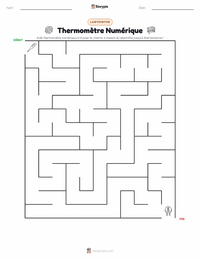 Aperçu de la feuille de travail imprimable Thermomètre Numérique