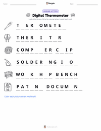 Digital Thermometer printable worksheet preview