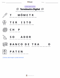 Vista previa de la hoja de trabajo imprimible de Termómetro Digital