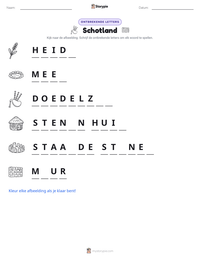 Schotland afdrukbare werkblad voorbeeld