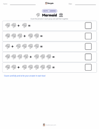 Mermaid printable worksheet preview