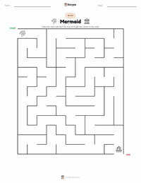 Mermaid printable worksheet preview