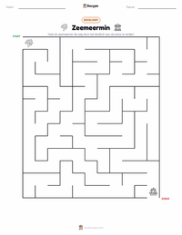 De Kleine Zeemeermin - Deens afdrukbare werkblad voorbeeld