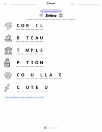 Aperçu de la feuille de travail imprimable La Petite Sirène - Danois