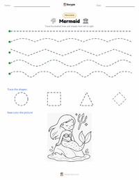 Mermaid printable worksheet preview