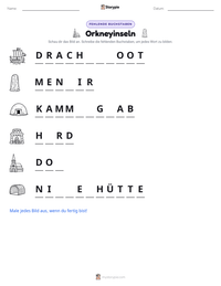 Orkneyinseln druckbare Arbeitsblatt Vorschau