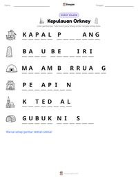 Prabaca lembar kerja cetak Kepulauan Orkney