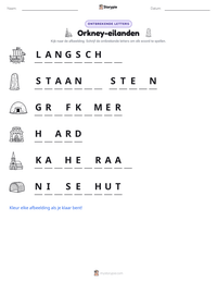 Orkney-eilanden afdrukbare werkblad voorbeeld