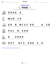 Podgląd drukowalnego arkusza ćwiczeń Orkady
