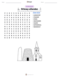 Orkney-eilanden afdrukbare werkblad voorbeeld