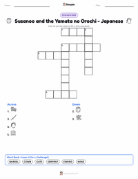Susanoo and the Yamata no Orochi - Japanese printable worksheet preview