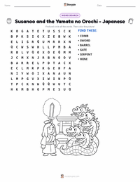 Susanoo and the Yamata no Orochi - Japanese printable worksheet preview