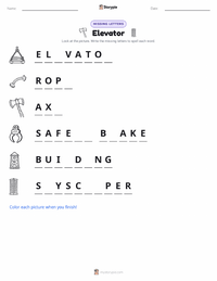 Elevator printable worksheet preview
