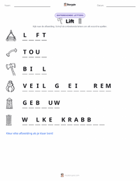 Lift afdrukbare werkblad voorbeeld