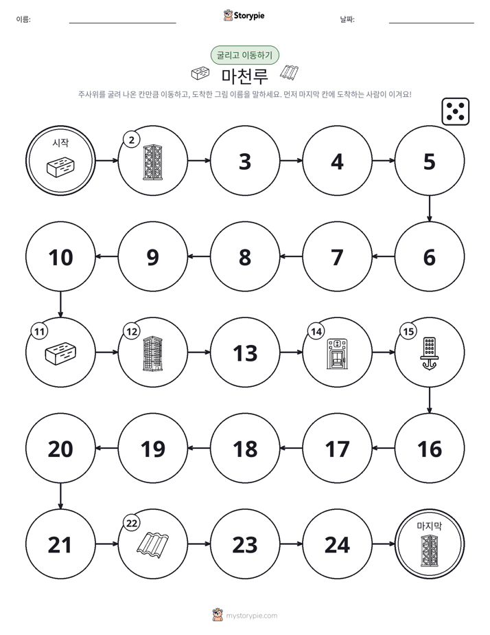 주사위 굴리고 이동하기 게임