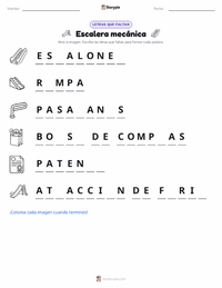 Vista previa de la hoja de trabajo imprimible de Escalera mecánica