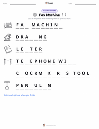 Fax Machine printable worksheet for kids