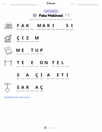 Faks Makinesi çocuklar için yazdırılabilir çalışma sayfası