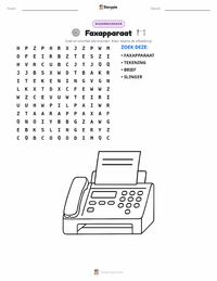 Faxapparaat afdrukbare werkblad voorbeeld