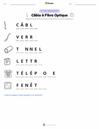 Aperçu de la feuille de travail imprimable Câble à Fibre Optique