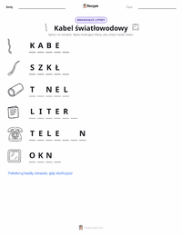 Podgląd drukowalnego arkusza ćwiczeń Kabel światłowodowy