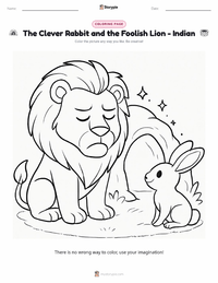The Clever Rabbit and the Foolish Lion - Indian printable worksheet preview