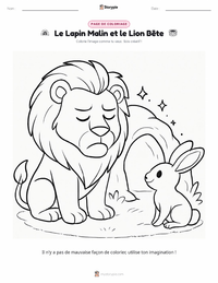 Page de coloriage Le Lapin Malin et le Lion Sot - Indien pour les enfants