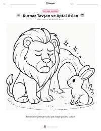 Zeki Tavşan ve Aptal Aslan - Hint çocuklar için boyama sayfası