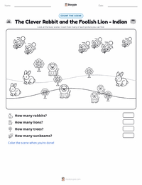 The Clever Rabbit and the Foolish Lion - Indian printable worksheet preview