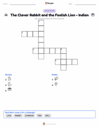 The Clever Rabbit and the Foolish Lion - Indian printable worksheet preview