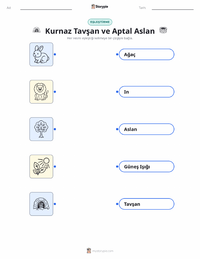 Zeki Tavşan ve Aptal Aslan - Hint çocuklar için yazdırılabilir çalışma sayfası
