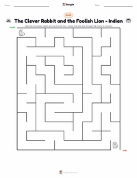 The Clever Rabbit and the Foolish Lion - Indian printable worksheet preview
