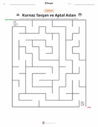 Zeki Tavşan ve Aptal Aslan - Hint yazdırılabilir çalışma sayfası önizlemesi