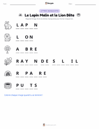 Aperçu de la feuille de travail imprimable Le Lapin Malin et le Lion Sot - Indien